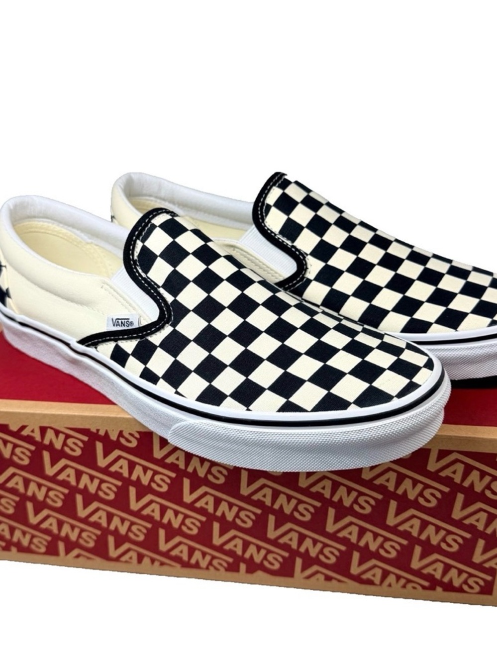Vans Classic Slip-On Checkerboard Black White Skate Shoes Unisex M9 W10.5